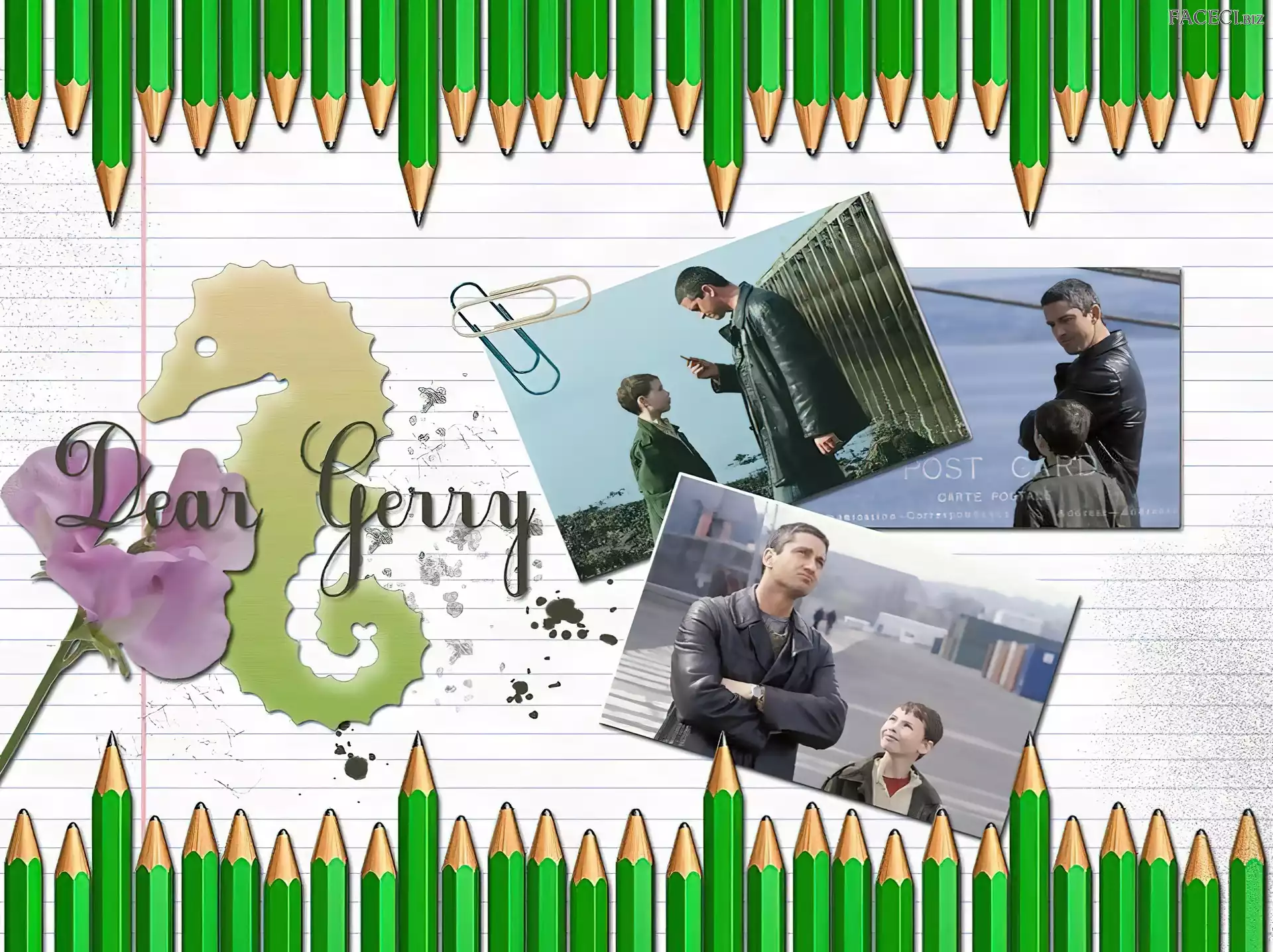 kwiatek, Gerard Butler, ołówek