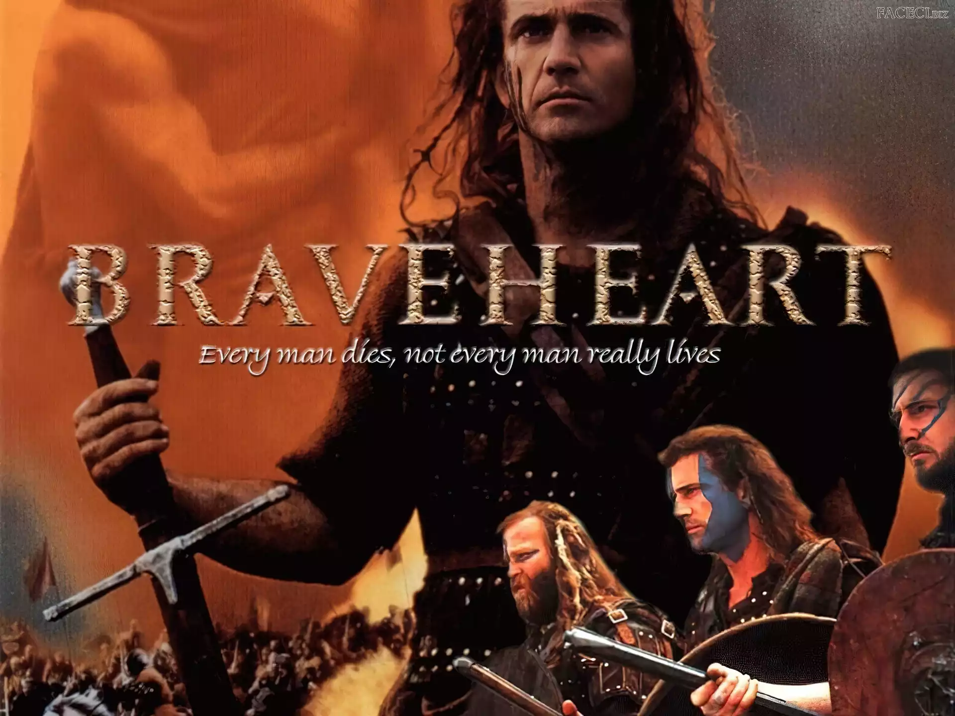 Braveheart, Mel Gibson, miecz, armia